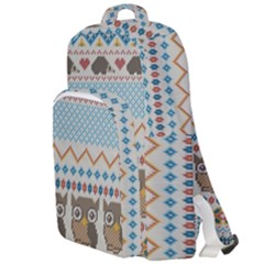Fabric Texture With Owls Double Compartment Backpack