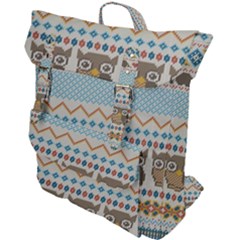 Fabric Texture With Owls Buckle Up Backpack