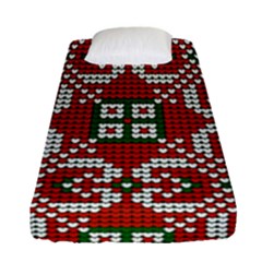 Grandma S Christmas Knitting Pattern Red Green White Colors Fitted Sheet (single Size) by Vaneshart