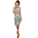 Ethnic Floral Pattern Waist Tie Cover Up Chiffon Dress View1