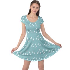 Group Of Birds Flying Graphic Pattern Cap Sleeve Dress by dflcprintsclothing