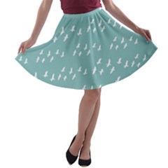 Group Of Birds Flying Graphic Pattern A-line Skater Skirt by dflcprintsclothing