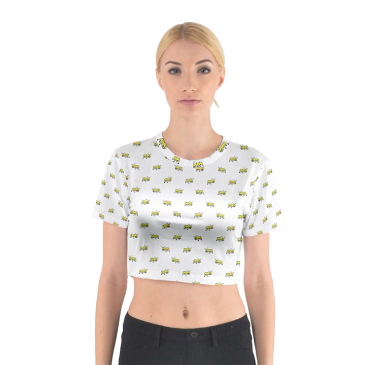 Ant Sketchy Comic Style Motif Pattern Cotton Crop Top
