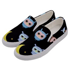 Cute Owl Doodles With Moon Star Seamless Pattern Men s Canvas Slip Ons by Vaneshart