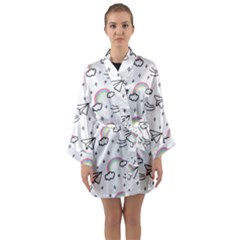 Cute Art Print Pattern Long Sleeve Satin Kimono