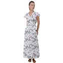 Cute Art Print Pattern Flutter Sleeve Maxi Dress View1