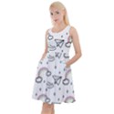 Cute Art Print Pattern Knee Length Skater Dress With Pockets View1