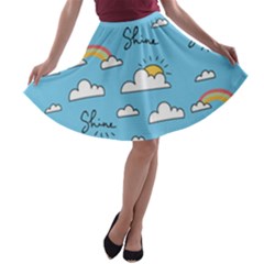 Sky Pattern A-line Skater Skirt