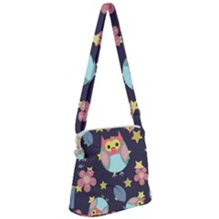 Owl Stars Pattern Background Zipper Messenger Bag by Vaneshart