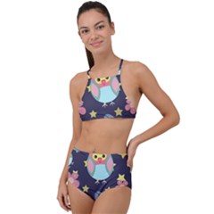 Owl Stars Pattern Background High Waist Tankini Set by Vaneshart