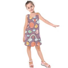 Cute Seamless Pattern With Doodle Birds Balloons Kids  Sleeveless Dress by Vaneshart