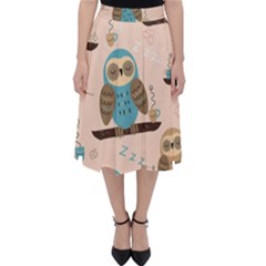 Seamless Pattern Owls Dream Cute Style Fabric Classic Midi Skirt by Vaneshart