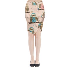 Seamless Pattern Owls Dream Cute Style Fabric Midi Wrap Pencil Skirt by Vaneshart