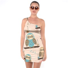 Seamless Pattern Owls Dream Cute Style Fabric One Soulder Bodycon Dress by Vaneshart