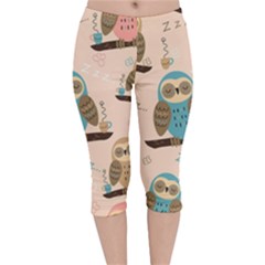 Seamless Pattern Owls Dream Cute Style Fabric Velvet Capri Leggings  by Vaneshart