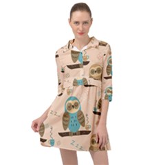 Seamless Pattern Owls Dream Cute Style Fabric Mini Skater Shirt Dress by Vaneshart