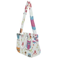 Forest Seamless Pattern With Cute Owls Rope Handles Shoulder Strap Bag by Vaneshart