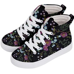 Embroidery Trend Floral Pattern Small Branches Herb Rose Kids  Hi-top Skate Sneakers by Vaneshart