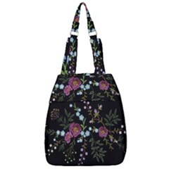 Embroidery Trend Floral Pattern Small Branches Herb Rose Center Zip Backpack by Vaneshart