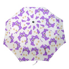 Purple Owl Pattern Background Folding Umbrellas