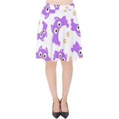 Purple Owl Pattern Background Velvet High Waist Skirt by Vaneshart