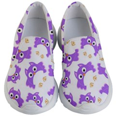 Purple Owl Pattern Background Kids Lightweight Slip Ons by Vaneshart