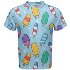 Cute Kawaii Ice Cream Seamless Pattern Men s Cotton Tee by Vaneshart