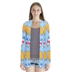 Cute Kawaii Ice Cream Seamless Pattern Drape Collar Cardigan by Vaneshart