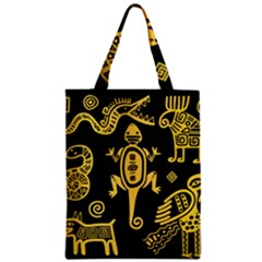 Mexican Culture Golden Tribal Icons Zipper Classic Tote Bag