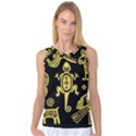 Mexican Culture Golden Tribal Icons Women s Basketball Tank Top View1