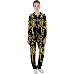 Mexican Culture Golden Tribal Icons Casual Jacket And Pants Set