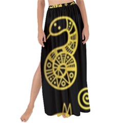 Mexican Culture Golden Tribal Icons Maxi Chiffon Tie-up Sarong by Vaneshart