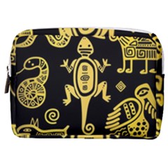 Mexican Culture Golden Tribal Icons Make Up Pouch (medium) by Vaneshart