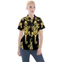 Mexican Culture Golden Tribal Icons Women s Short Sleeve Pocket Shirt View1
