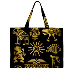 Maya Style Gold Linear Totem Icons Zipper Mini Tote Bag by Vaneshart
