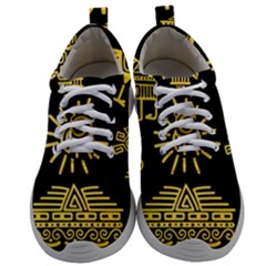 Maya Style Gold Linear Totem Icons Mens Athletic Shoes by Vaneshart