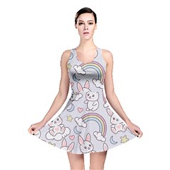 Seamless Pattern With Cute Rabbit Character Reversible Skater Dress by Vaneshart