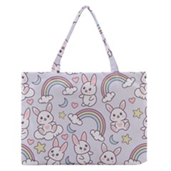 Seamless Pattern With Cute Rabbit Character Zipper Medium Tote Bag