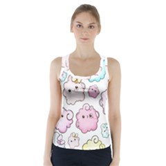 Cute Doodle Cartoon Seamless Pattern Racer Back Sports Top