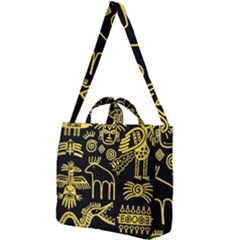 Golden Indian Traditional Signs Symbols Square Shoulder Tote Bag by Vaneshart