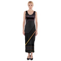 Gradient Geometric Shapes Dark Background Fitted Maxi Dress by Vaneshart