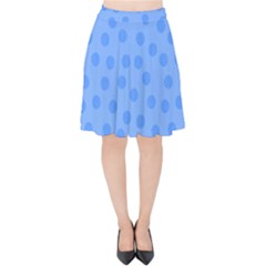 Dots With Points Light Blue Velvet High Waist Skirt by AinigArt