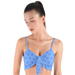 Dots With Points Light Blue Woven Tie Front Bralet by AinigArt