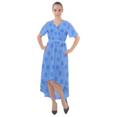 Dots With Points Light Blue Front Wrap High Low Dress by AinigArt