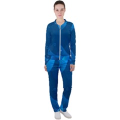 Abstract Classic Blue Background Casual Jacket And Pants Set