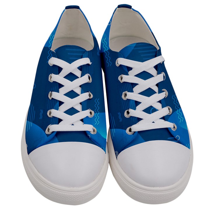 Abstract Classic Blue Background Women s Low Top Canvas Sneakers