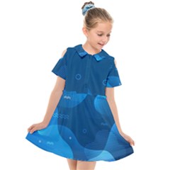 Abstract Classic Blue Background Kids  Short Sleeve Shirt Dress by Vaneshart