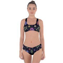 Embroidery Seamless Pattern With Flowers Criss Cross Bikini Set by Vaneshart