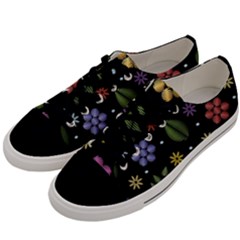 Embroidery Seamless Pattern With Flowers Men s Low Top Canvas Sneakers by Vaneshart