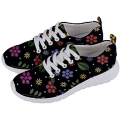 Embroidery Seamless Pattern With Flowers Men s Lightweight Sports Shoes by Vaneshart